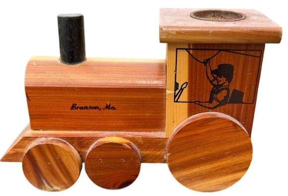 Branson MO Other - 🚂 Branson MO Wooden Train Coin Bank Vintage Souvenir Rustic Log Cabin Style